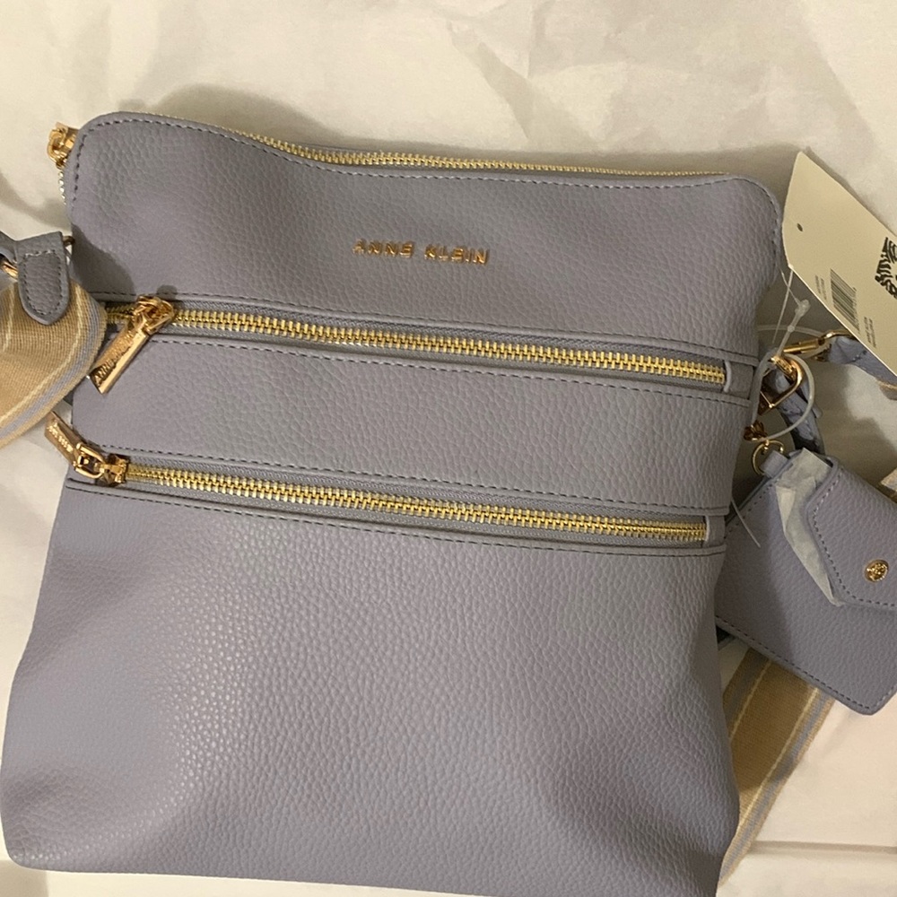 NWT Anne Klein Lilac Crossbody Bag with Gold Accents